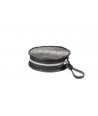 Small purse in black ostrich and cow leather