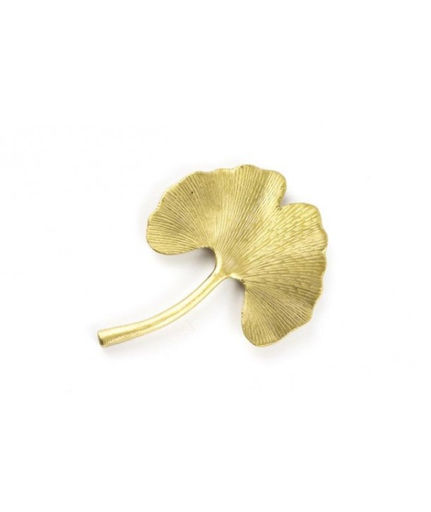 Gingko brooch in coppery brass