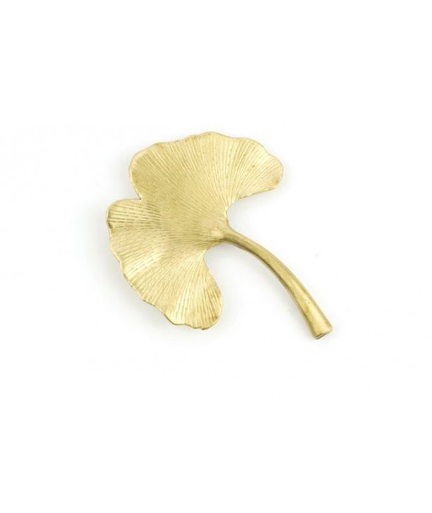 Small gingko brooch in coppery brass