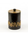 Boîte à  thé motif bambou en pierre fond noir