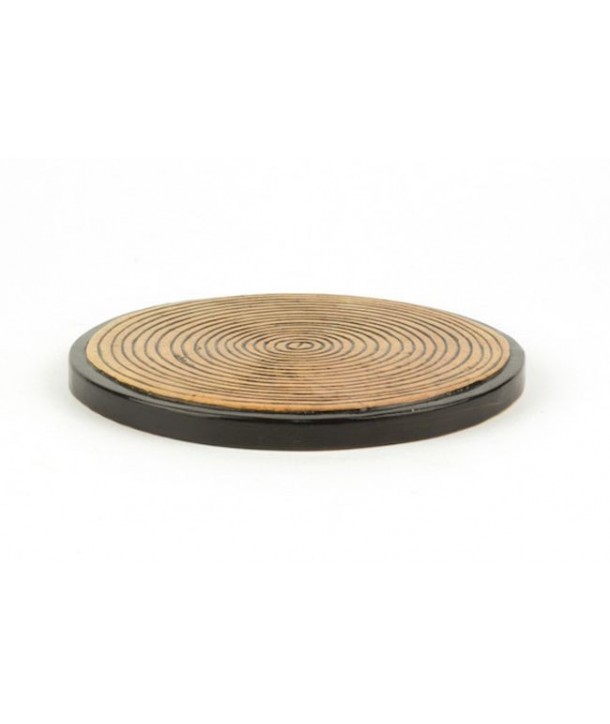 Set of 2 bamboo pattern bottle coasters in stone with black background