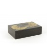 Gingko pattern rectangular box in stone with black background