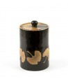 Boîte à  thé motif gingko en pierre fond noir