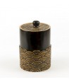 Boîte à  thé motif vagues en pierre fond noir