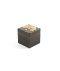 Gingko pattern small cube box in stone with black background