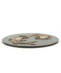 Carps round tablemat in stone with black background