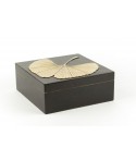 Gingko pattern very big square box in stone with black background