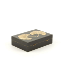 Boîte jeux de carte gingko en pierre fond noir