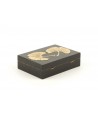 Gingko pattern card game box in stone with black background