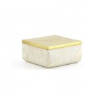 Medium size square box in stone with coppery brass coated lid