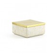 Medium size square box in stone with coppery brass coated lid