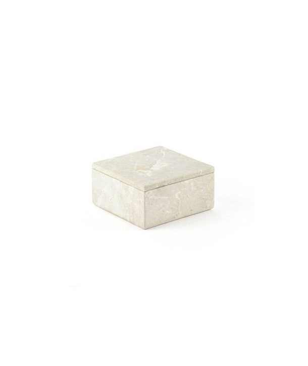 Medium size square box in stone with natural stone lid