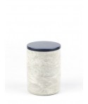 Medium cylindrical box in stone with lacquered lid