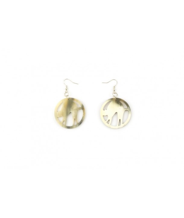 Screw-back cat earrings in white zebu horn