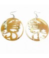 Round lace earrings made of African blonde horn