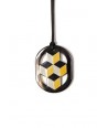 Oval yellow and gray lacquered pendant