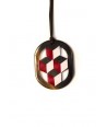Oval pink and red lacquered pendant