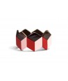 Hexagonal bracelet with pink and red lacquer