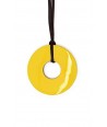 Thick ring pendant with yellow and gray lacquer