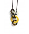 Destructured necklace with yellow and gray lacquer