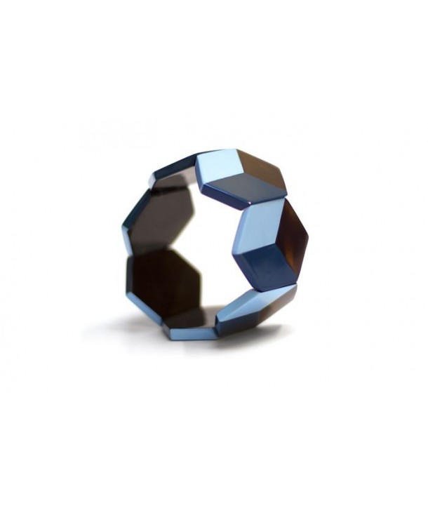 Hexagonal bracelet with 2-tone blue lacquer