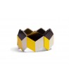 Hexagonal bracelet with yellow and gray lacquer