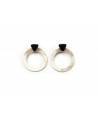 Blond horn circle and black triangle earrings