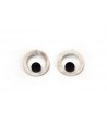 Blond horn circle and small black disc earrings