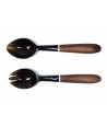 Large black horn cutlery with handle in rosewood