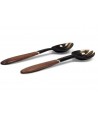 Large black horn cutlery with handle in rosewood