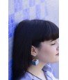 Hexagonal earrings with 2-tone blue lacquer