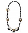 Hexagonal necklace in horn with lacquer and brass