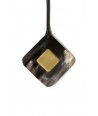 Square pendant in horn and brass