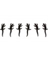 Set of 6 lizard knife holders in plain black horn