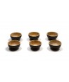 Set of 6 bamboo pattern mini bowls in stone with black background