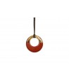 Big round circle pendant in marble horn and brick red lacquer