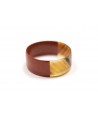 Brick red lacquered flat bracelet in horn