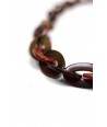 3-size flat oval rings long necklace with brick red lacquer