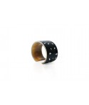 Open bracelet in white horn Terrazo style size L
