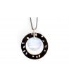 Ring pendant with disc in white horn Terrazo style