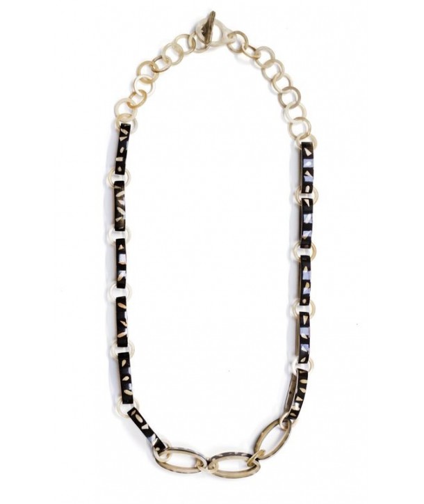 Long necklace in white horn Terrazo style