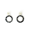 Boucles d'oreilles rondes avec pastilles Terrazzo en corne blanche