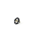 Shaped-round face ring in white horn Terrazo style size L