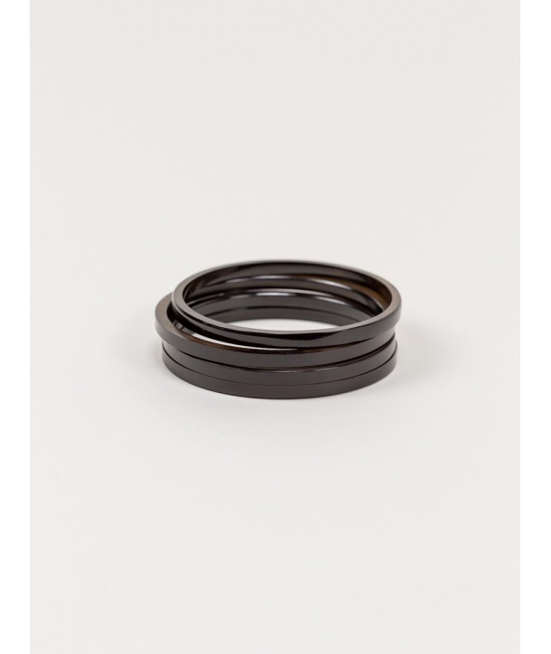 4 bracelets fins en corne noire unie