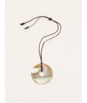 Pendentif grand anneau plat en corne blonde