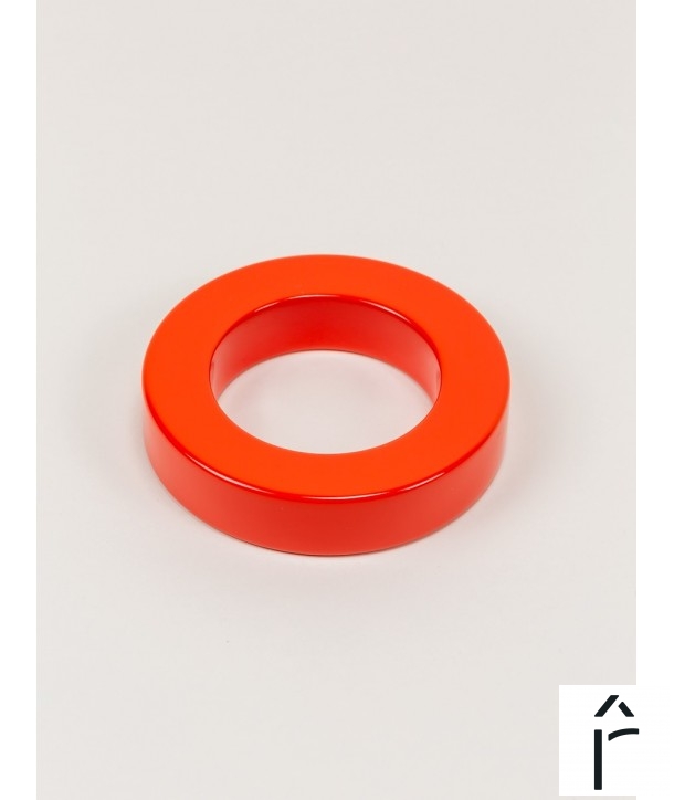 Round orange lacquered bracelet with straight edge size M