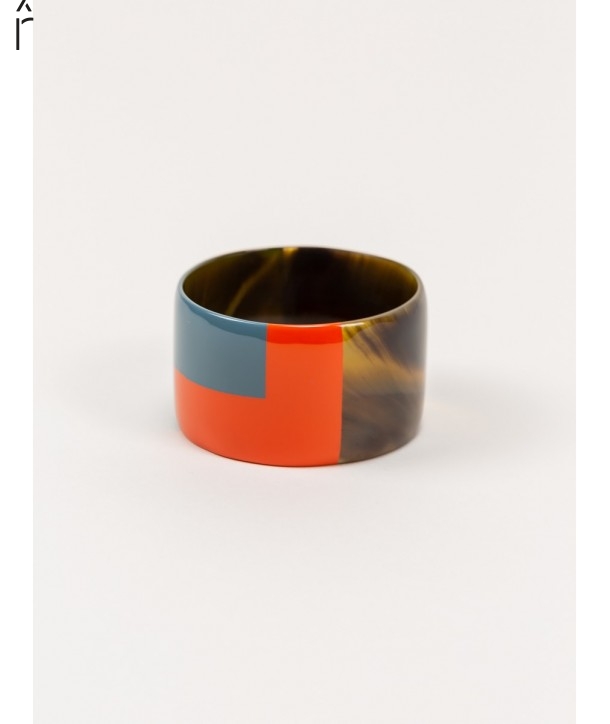 Broad orange and blue gray coffee lacquered bracelet