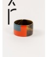 Broad orange and blue gray coffee lacquered bracelet