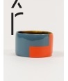 Gros bracelet laque bicolore orange et gris-bleu