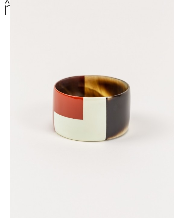 Broad brick and ivory lacquered bracelet